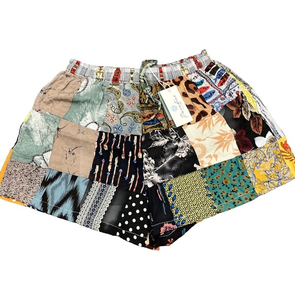 (3) Vintage Aesthetic Patchwork Shorts Festival Wear Hippie Music Bohemian Sz Lg - Picture 8 of 13